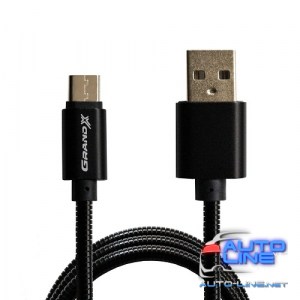 Кабель Grand-X USB-Type C MC-01B Black 2.1A, 1m, 100% медь, защитное маталлическое покрытие (MC-01B)